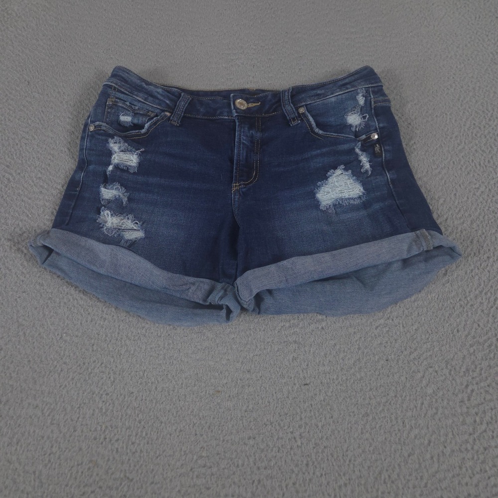 Silver Jeans Co Shorts Womens 28 Blue Boyfriend Distressed Denim Cuffed Hem Jort